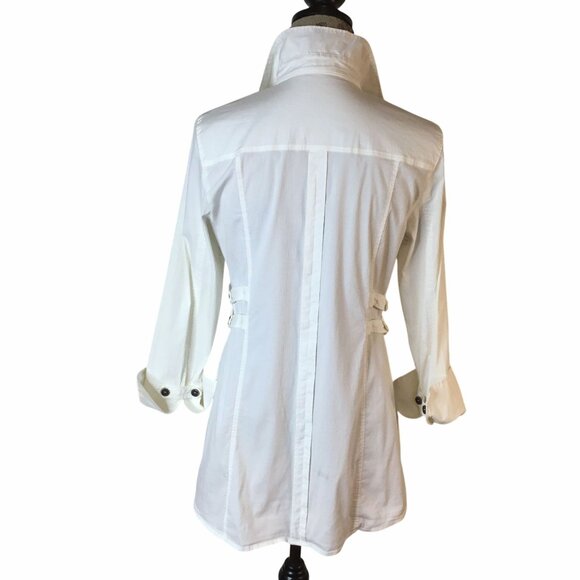 MARC CAIN Women White Sculptural Tunic Shirt Dress Jacket Tailored Minimalist M - Picture 3 of 13